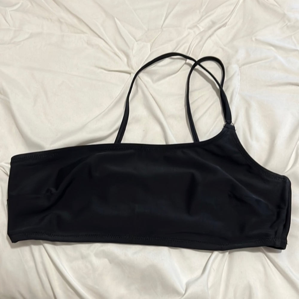 Aerie one shoulder black bandeau bikini top size L